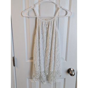 Floral Lace crochet high neck halter long tank paper tee Easter spring Bridal